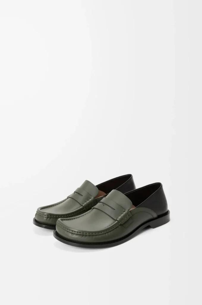 Campo flap back loafer, mumlanmış dana derisi, adaçayı/siyah