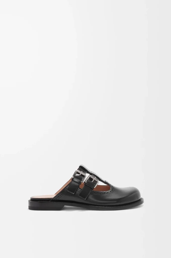 Campo Mary Jane mule, dana derisi, Siyah