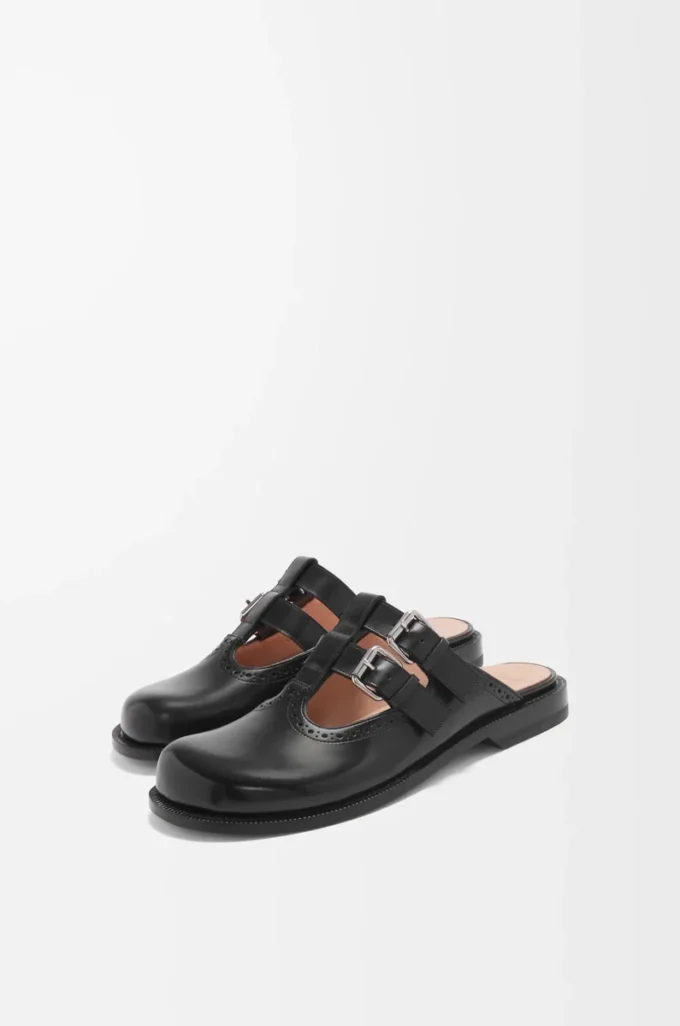 Campo Mary Jane mule, dana derisi, Siyah