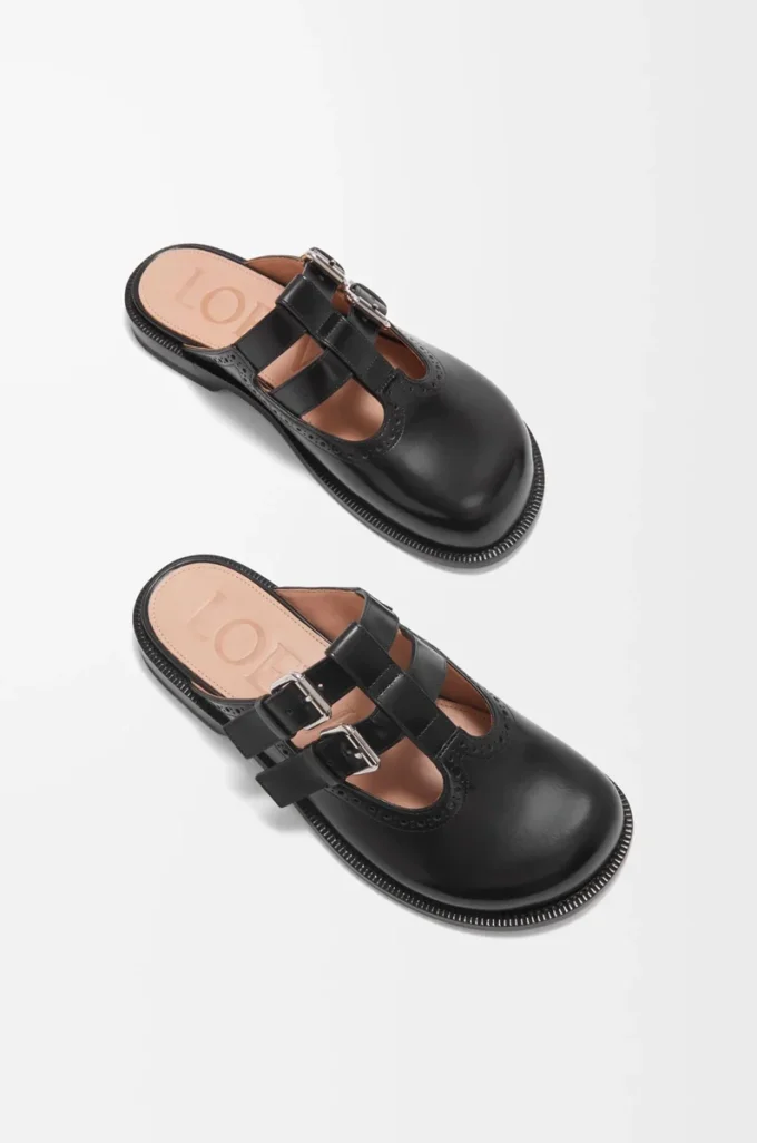 Campo Mary Jane mule, dana derisi, Siyah