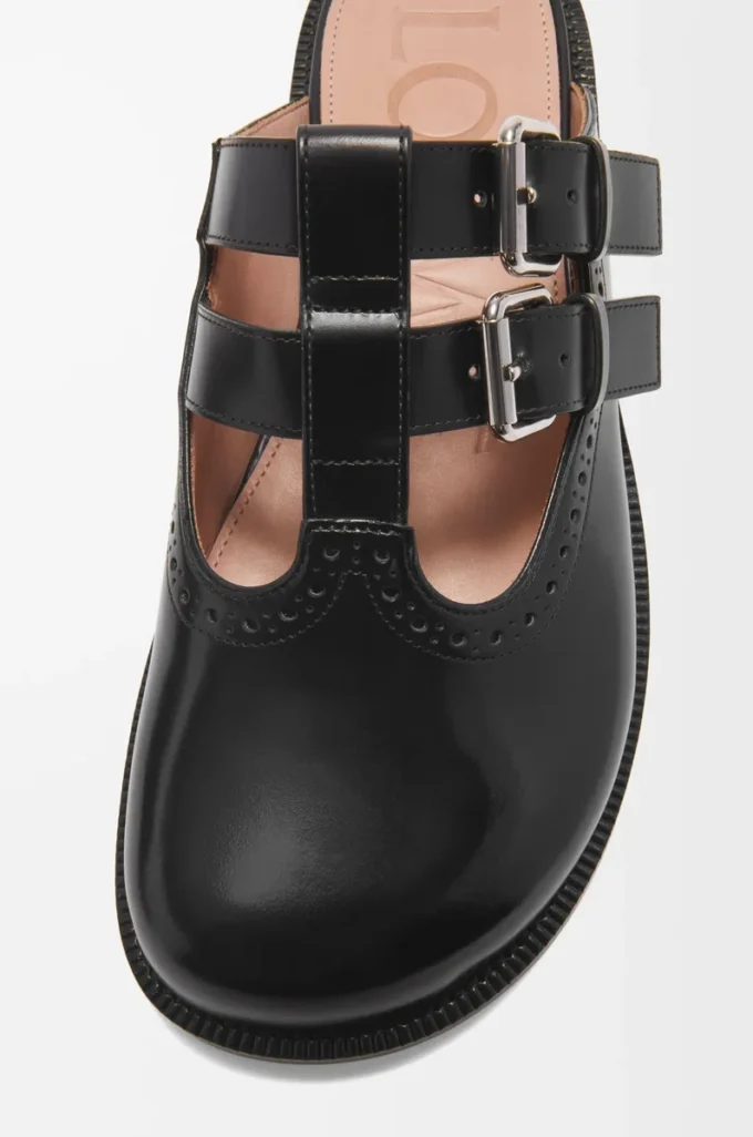 Campo Mary Jane mule, dana derisi, Siyah