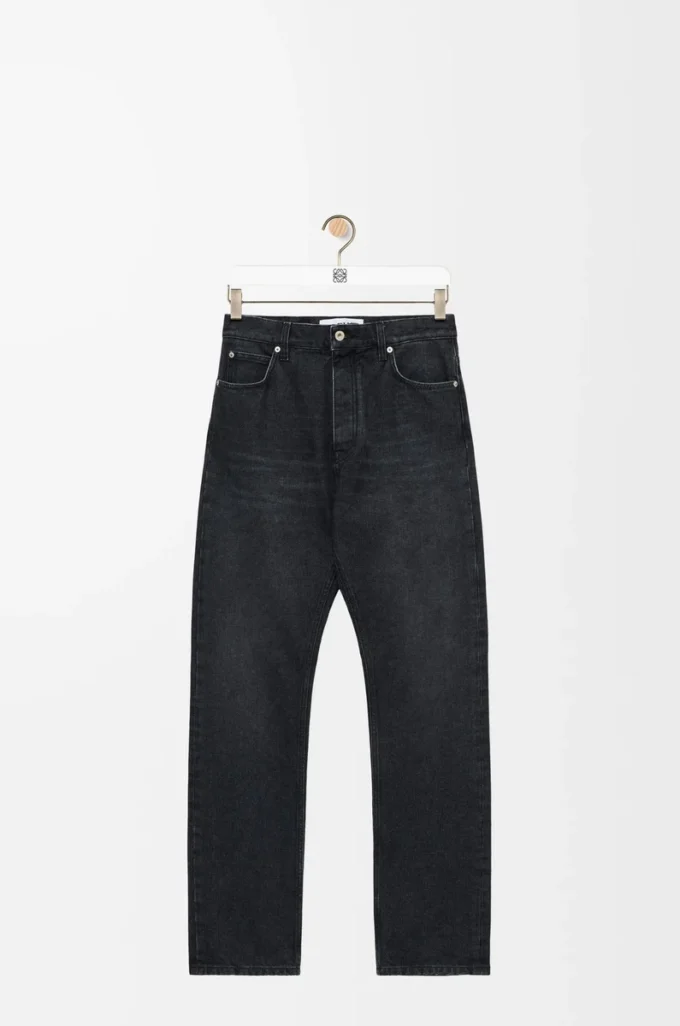 Denim düz paça kot pantolon Yıkanmış Siyah