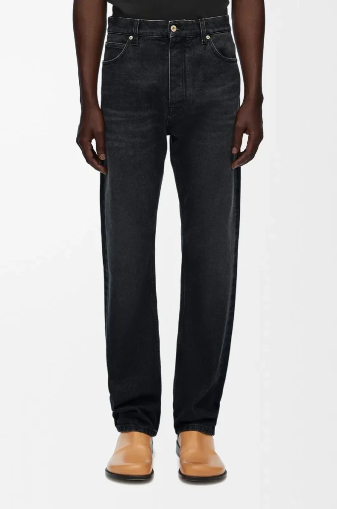 Denim düz paça kot pantolon Yıkanmış Siyah