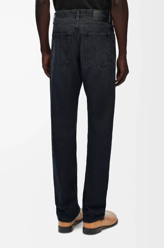 Denim düz paça kot pantolon Yıkanmış Siyah