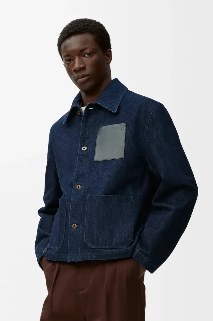 Denim iş kıyafeti ceket İndigo Mavisi