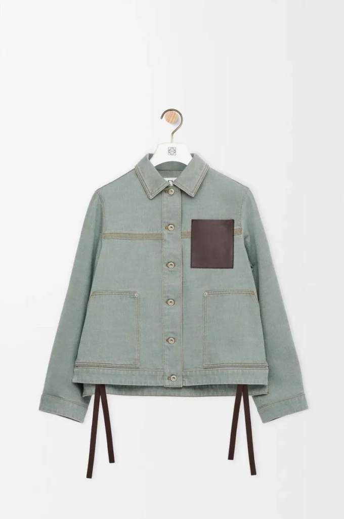 Denim iş kıyafeti ceketi Haki Yeşil
