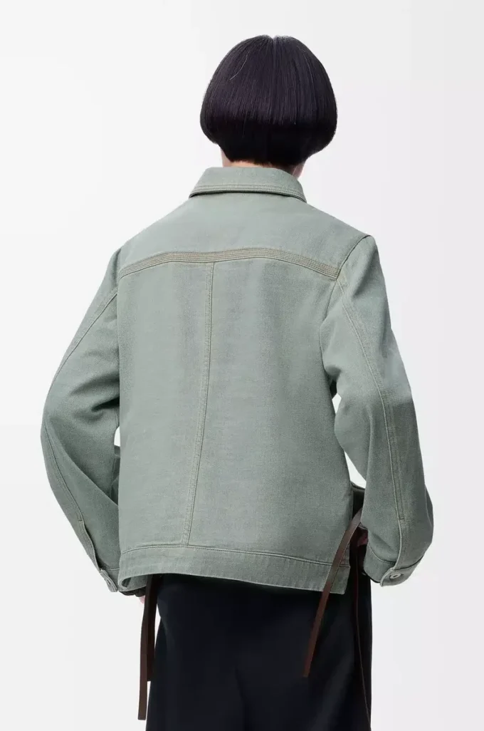 Denim iş kıyafeti ceketi Haki Yeşil