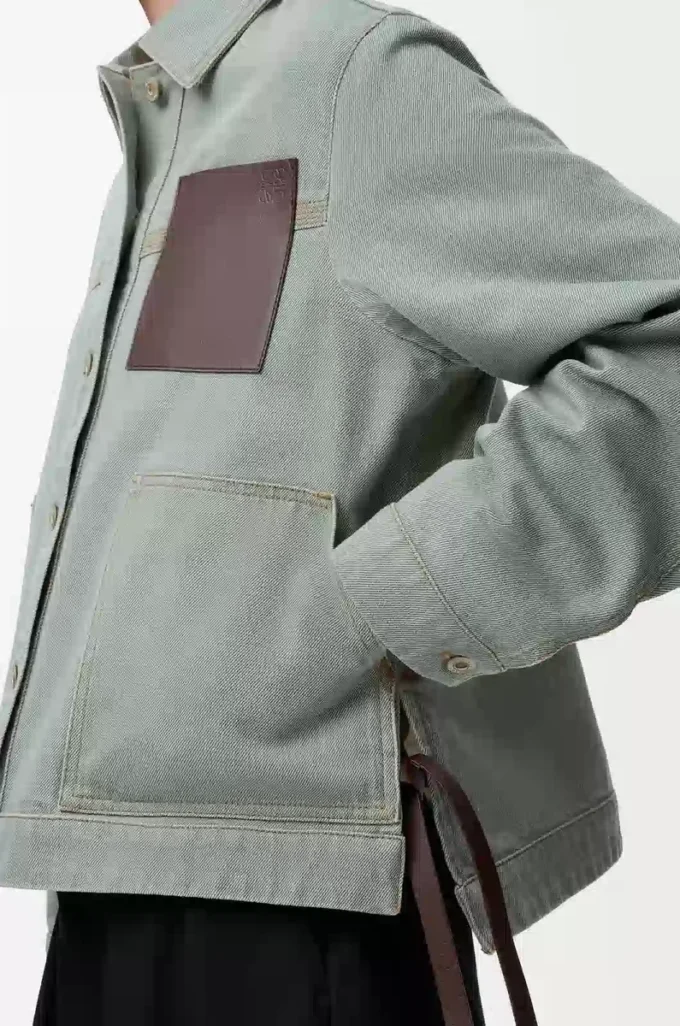 Denim iş kıyafeti ceketi Haki Yeşil