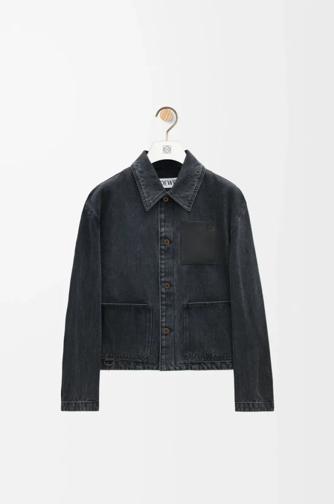 Denim iş kıyafeti ceketi Siyah