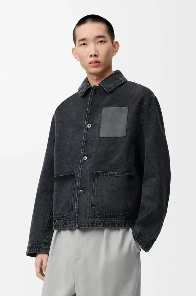 Denim iş kıyafeti ceketi Siyah
