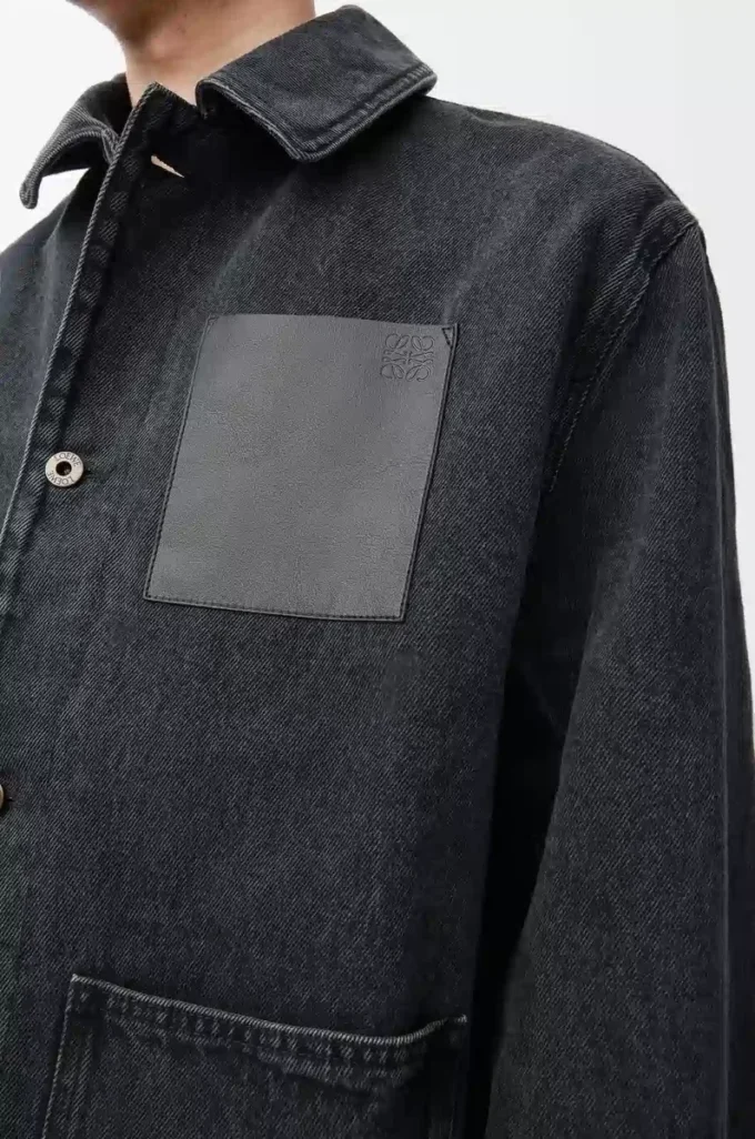 Denim iş kıyafeti ceketi Siyah