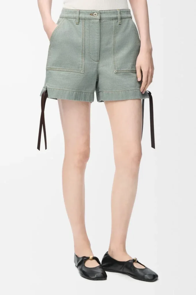 Denim iş kıyafeti şortu Haki Yeşili