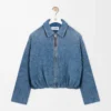 Denim indigo mavisi drape ceket