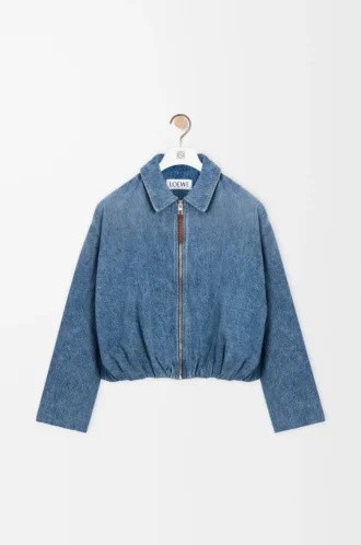Denim indigo mavisi drape ceket