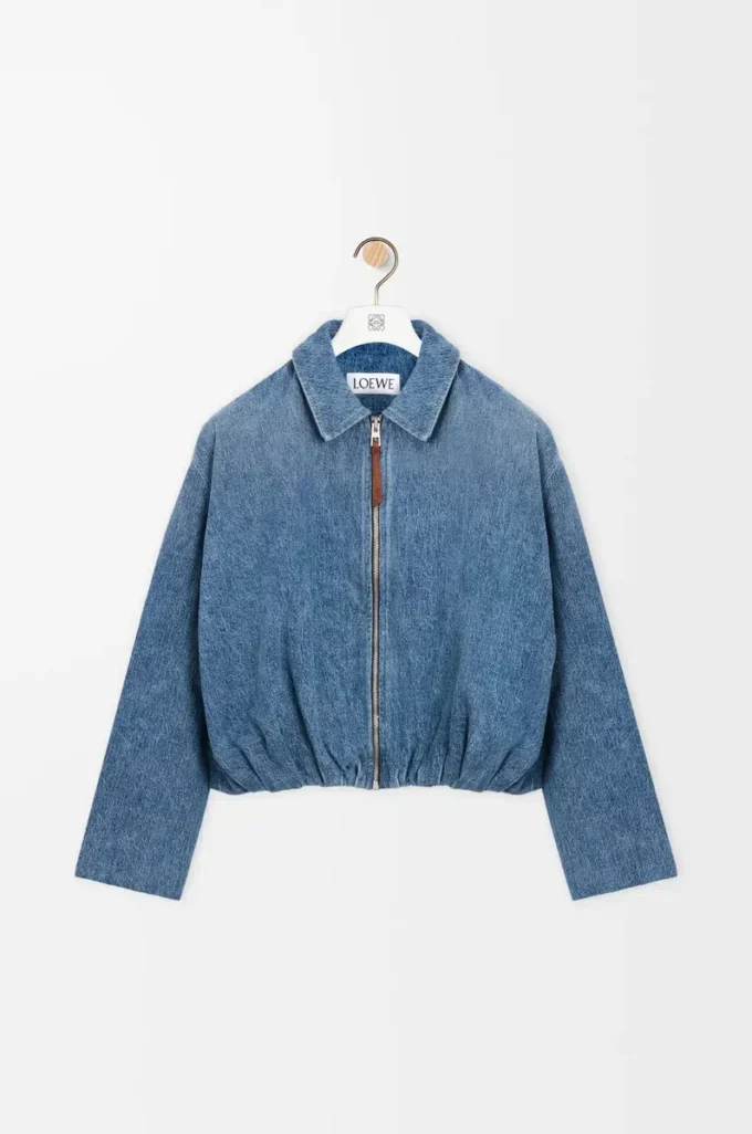 Denim indigo mavisi drape ceket