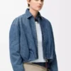Denim indigo mavisi drape ceket