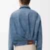 Denim indigo mavisi drape ceket