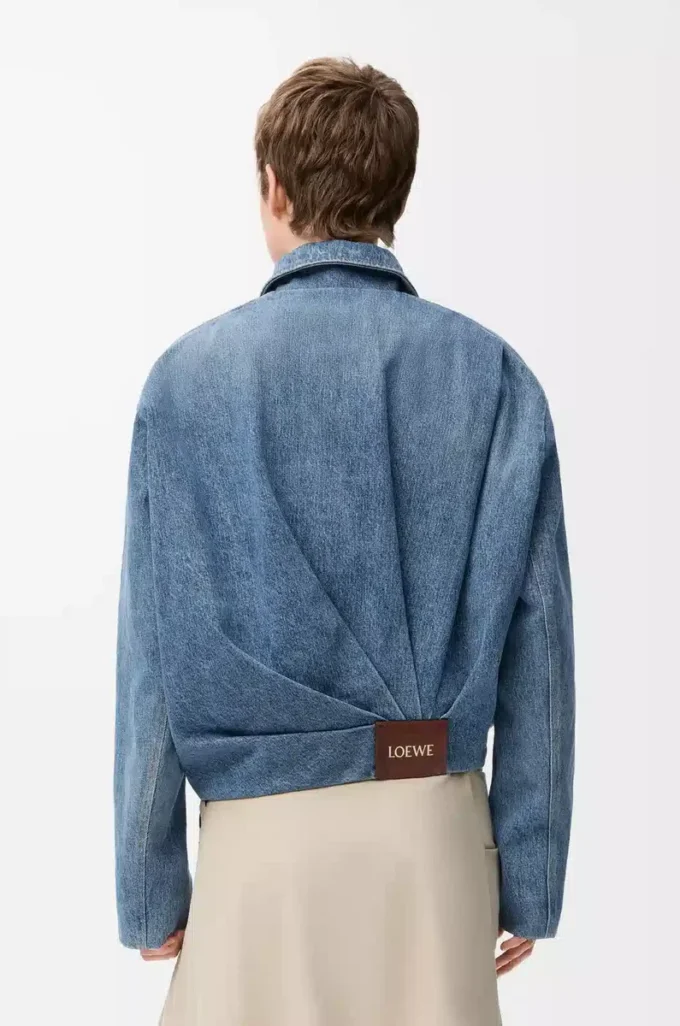 Denim indigo mavisi drape ceket