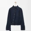 Denim indigo mavisi drape gömlek
