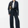 Denim indigo mavisi drape gömlek