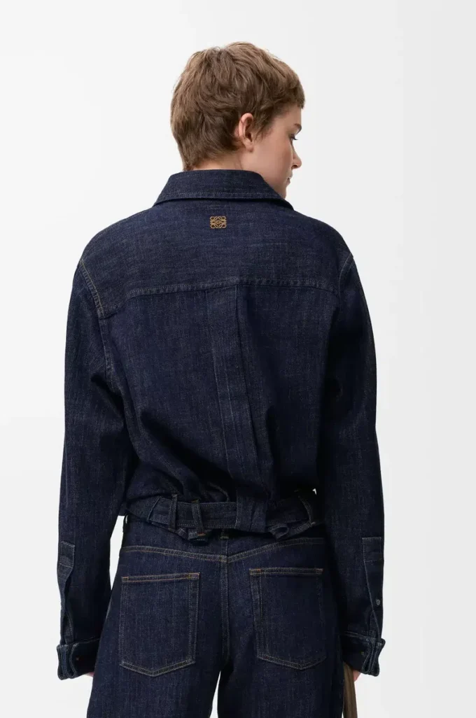 Denim indigo mavisi drape gömlek
