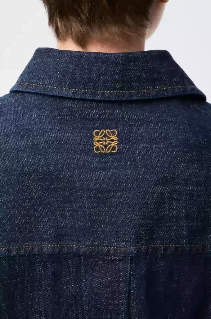 Denim indigo mavisi drape gömlek