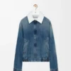 Denim mavisi fermuarlı ceket