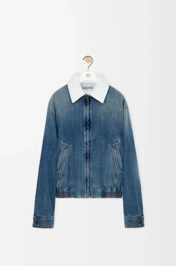 Denim mavisi fermuarlı ceket