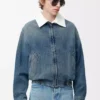 Denim mavisi fermuarlı ceket