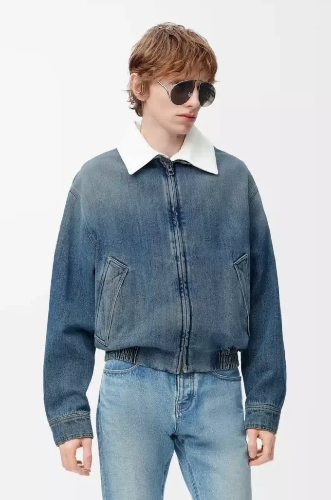 Denim mavisi fermuarlı ceket