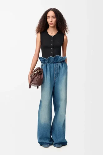 Denim mavisi Flamenko kot pantolon