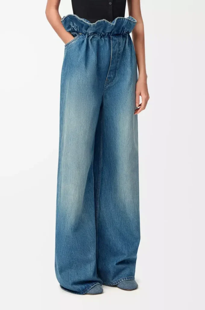 Denim mavisi Flamenko kot pantolon