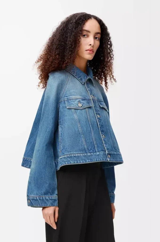 Denim mavisi trapez ceket
