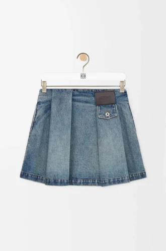 Denim mini etek Yıkanmış Denim