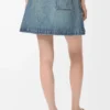 Denim mini etek Yıkanmış Denim