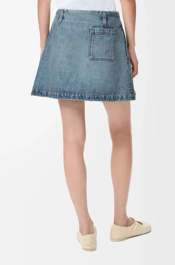 Denim mini etek Yıkanmış Denim