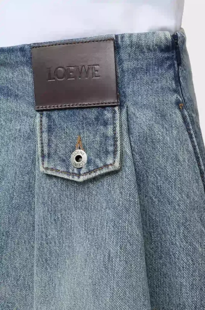 Denim mini etek Yıkanmış Denim