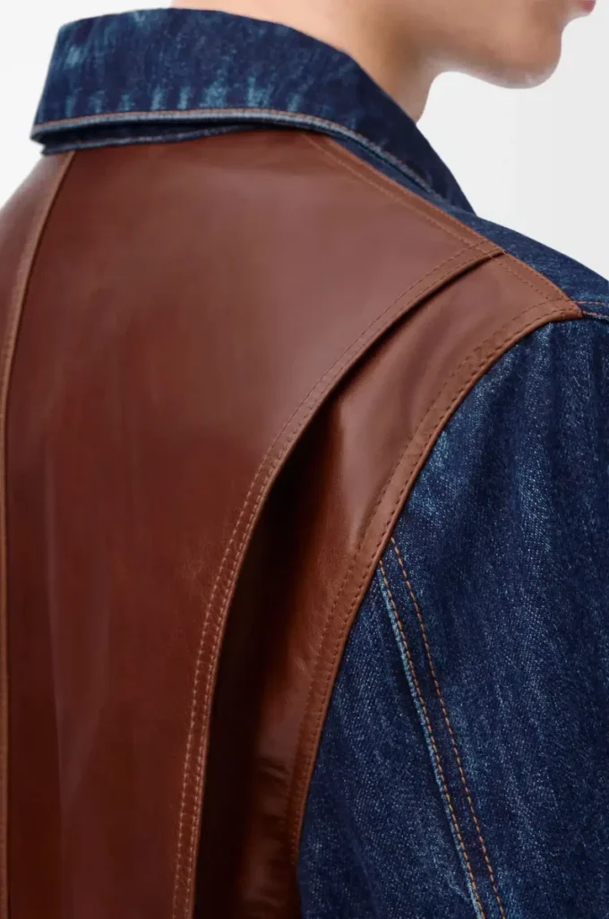 Denim ve nappa dana derisinden hibrit ceket Ham Denim