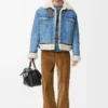 Denim ve shearling kumaştan üretilmiş kamyoncu ceketi Denim Mavisi