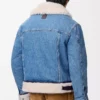Denim ve shearling kumaştan üretilmiş kamyoncu ceketi Denim Mavisi