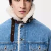 Denim ve shearling kumaştan üretilmiş kamyoncu ceketi Denim Mavisi