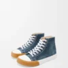 Denimden üretilmiş yüksek bilekli Bloc spor ayakkabı Yıkanmış Denim