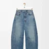 Denimden yapılmış varil kot pantolon Yıkanmış Denim