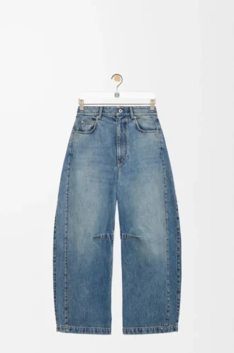 Denimden yapılmış varil kot pantolon Yıkanmış Denim