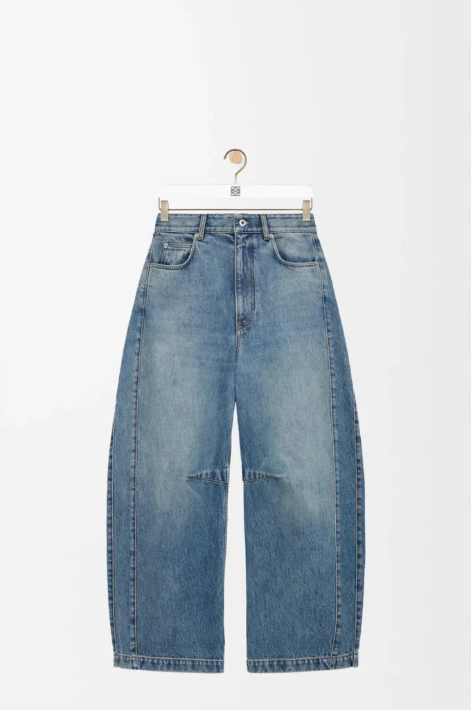 Denimden yapılmış varil kot pantolon Yıkanmış Denim