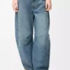Denimden yapılmış varil kot pantolon Yıkanmış Denim
