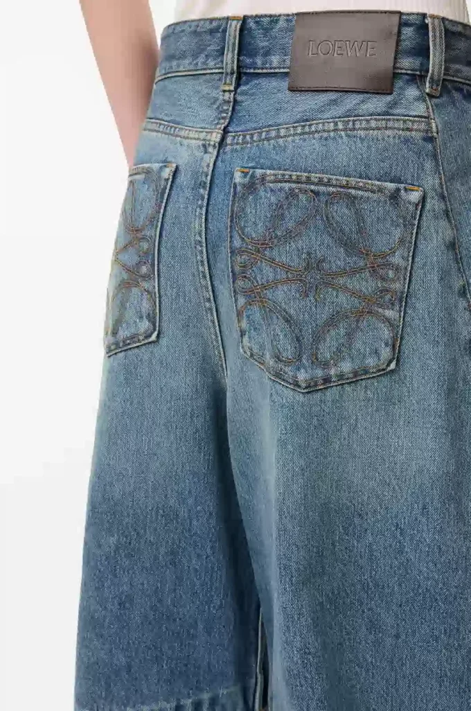 Denimden yapılmış varil kot pantolon Yıkanmış Denim
