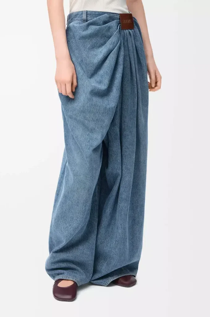Drapeli kot pantolon, indigo mavisi