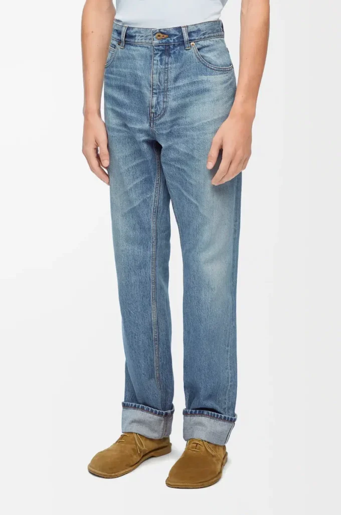 Düz paça kot pantolon Vintage Mavi