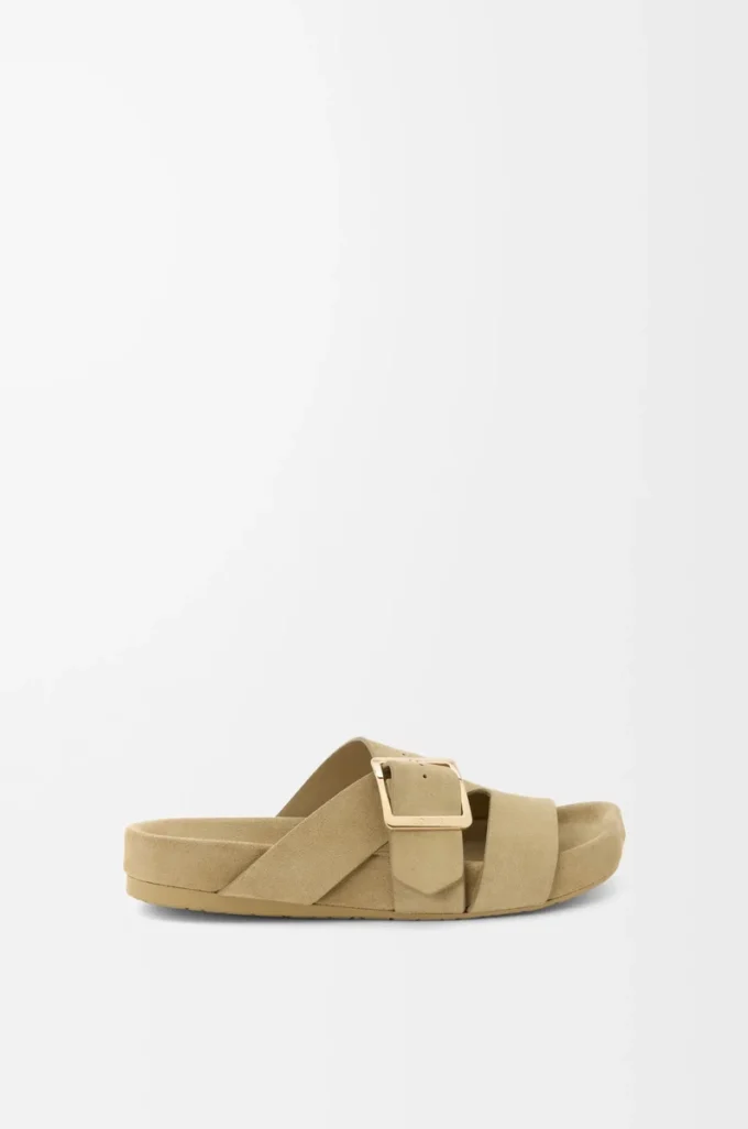 Ease Buckle süet slayt Sahara